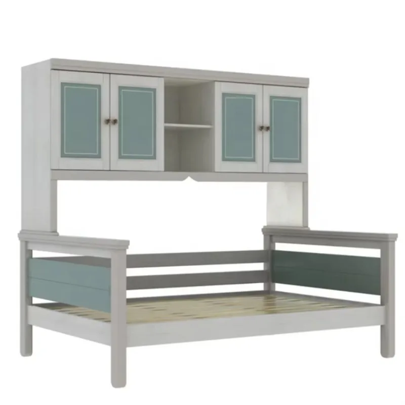 Kids Bedroom Furniture With Bookcase Child Folding  Frame Solid Wood Student Bunk  Set  Storage