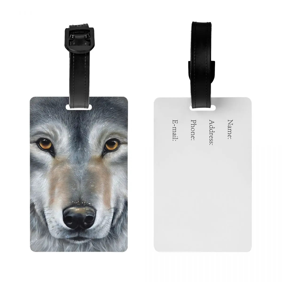 Custom Grey Wolf Luggage Tags for Travel Suitcase Privacy Cover ID Label