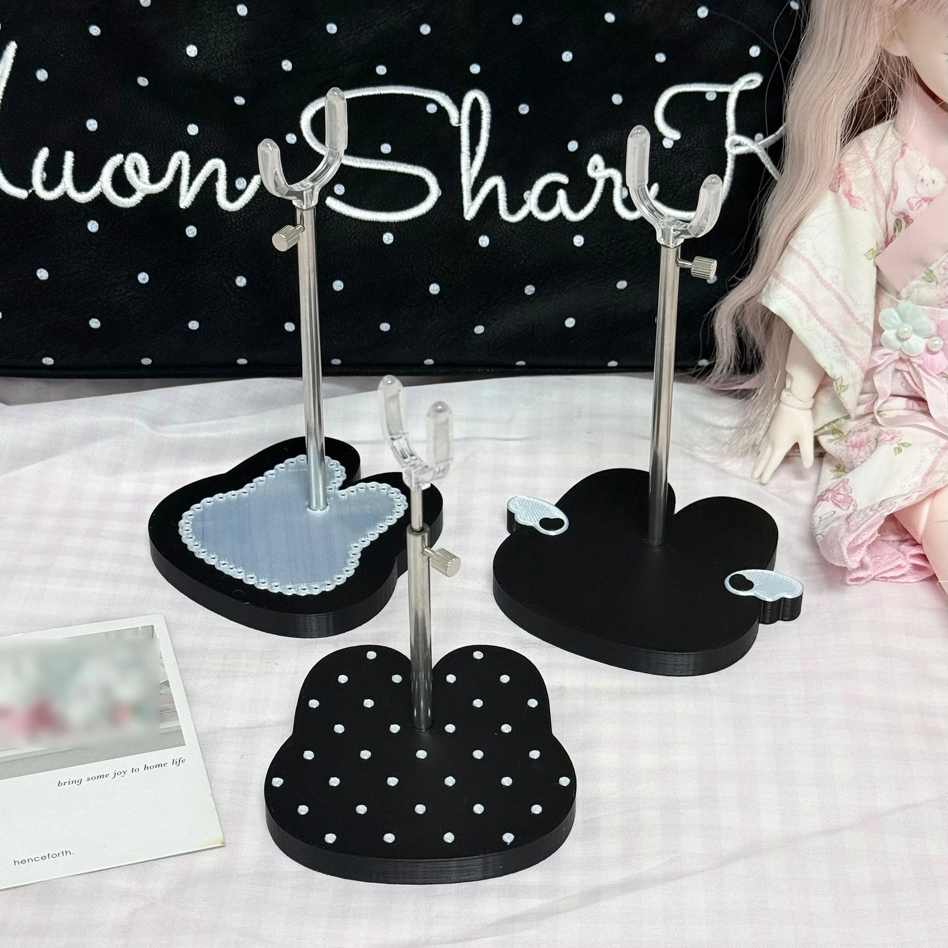 1/6 3D Printed BJD Doll Display Stand Cute Bunny Head Base Doll Support Stand Auxiliary Standing Holder For BJD Adjustable Stand