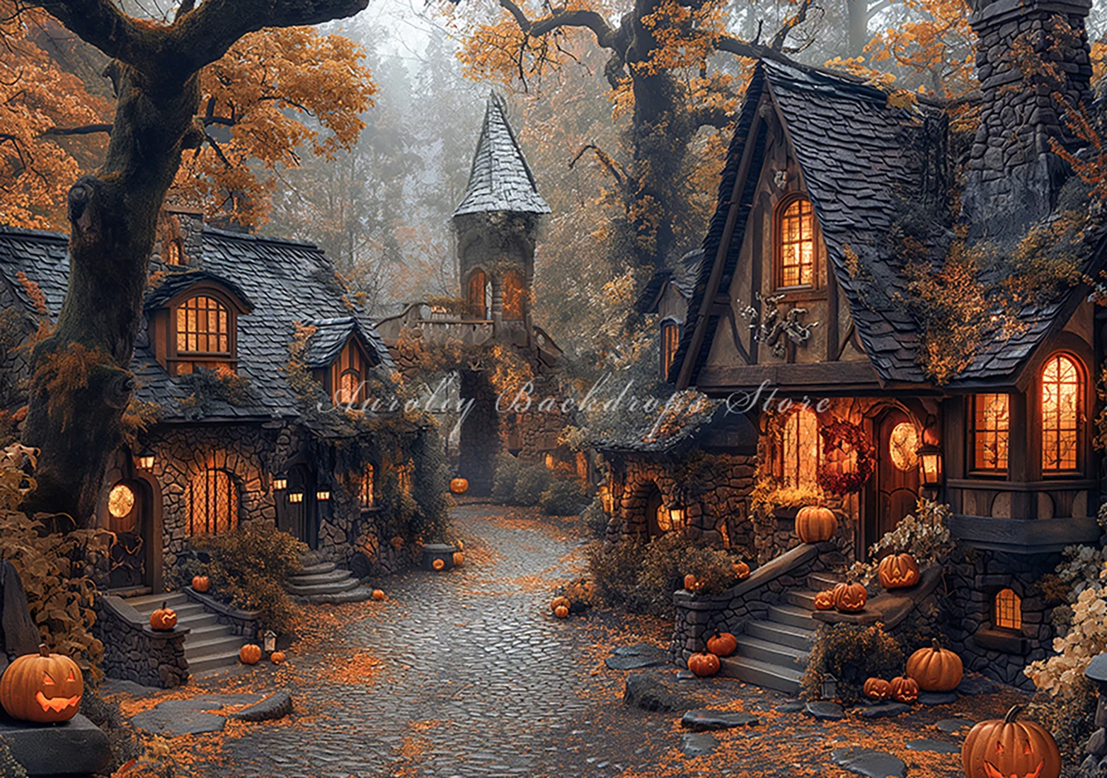 Medieval Retro Village Backgrounds Kids Adult Photography Props Child Baby Rural Trail Halloween Decors Photo Studio Backdrops