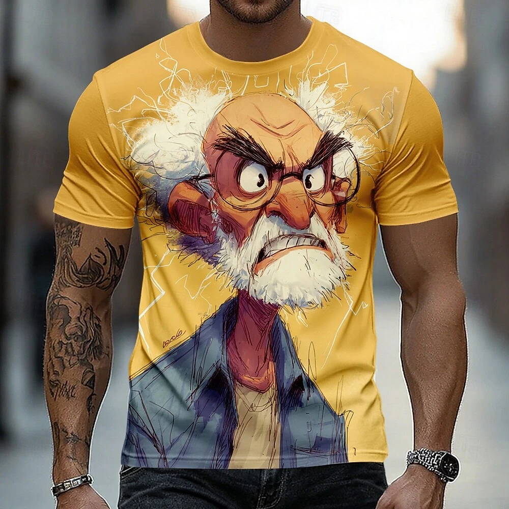 Funny Cartoon Character 3D Print Men's T Shirt Casual O-neck Loose Short Sleeve Tops Hip Hop Trend Street Tees Summer T-shirts