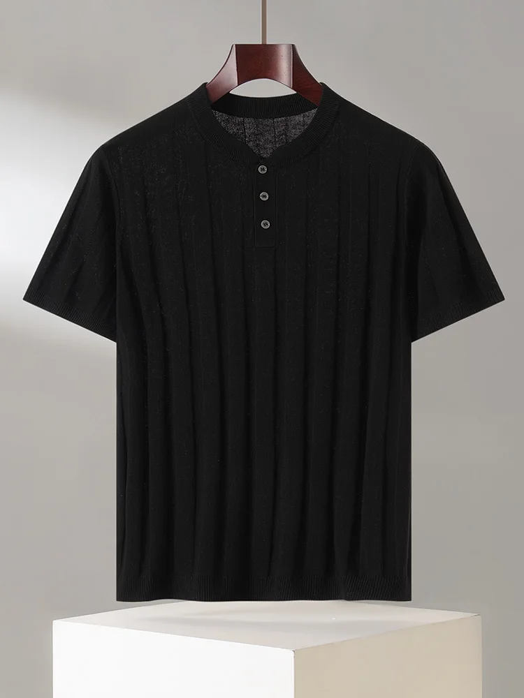 Men's T-shirt Summer New Item Lyocell Short Sleeved Men Round Neck Knitted Pullover Vest Casual Men's Clothing Tops