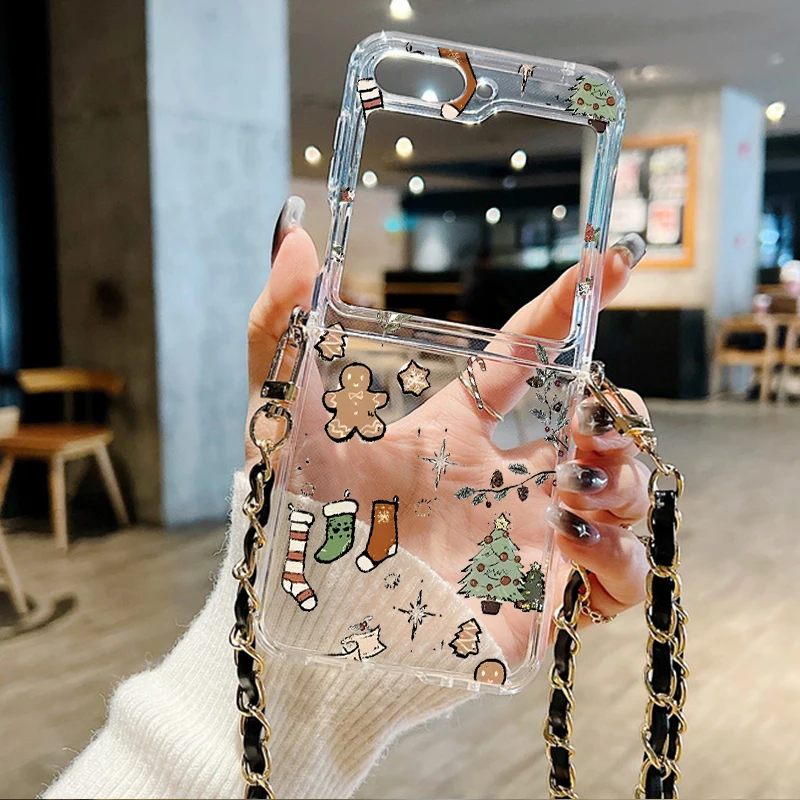 الكرتون عيد الميلاد Crossbody حبل القضية لسامسونج غالاكسي Z Flip 7 6 5 4 3 5G Flip7 FE Flip6 Flip5 واضح لينة الحبل غطاء الهاتف #5