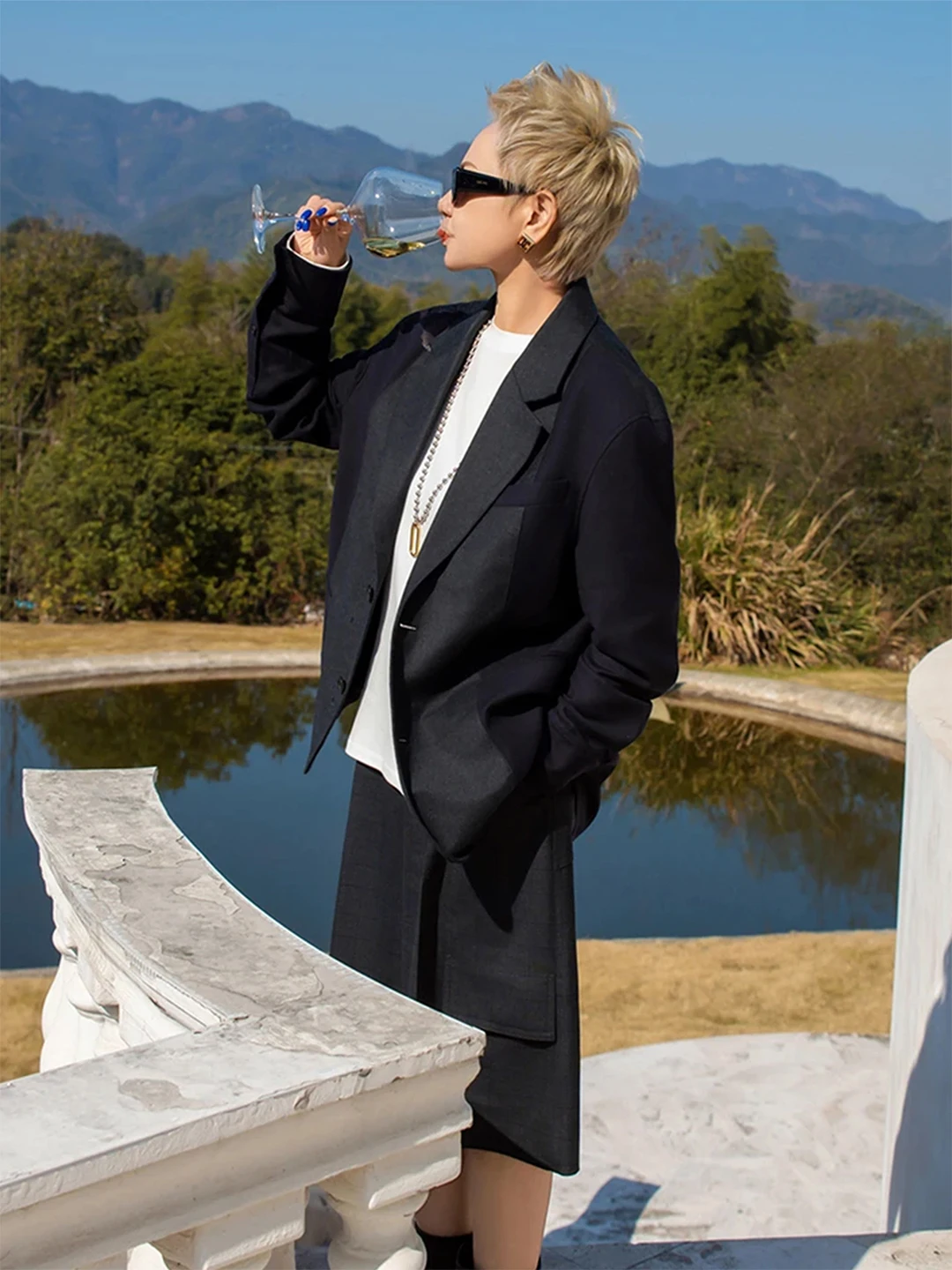 

Moxian MGX Evening Wind Color Blo Cotton Wool Suit oulder Pad Design Daily Commute Women's Faion Spring Collection