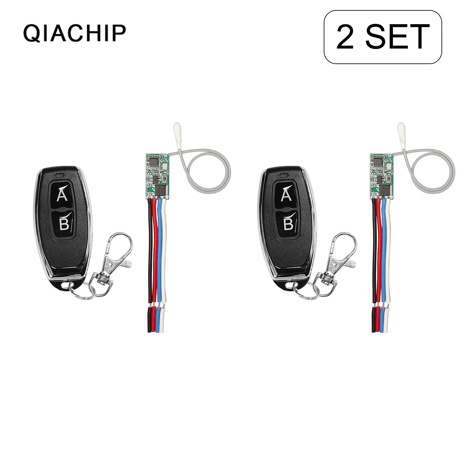QIACHIP 433 MHz kabelloser Fernbedienungsschalter, Mini-Empfänger mit großer Reichweite, 3,6 V, 12 V, 24 V und 433 MHz-Sender, LED-Fernbedienung