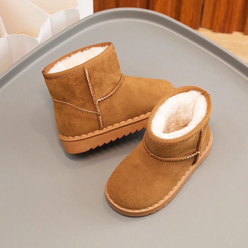 Kinder Schneestiefel Prägnanter Stil Plüsch Chunky Winter Kinder Kurzstiefel Einfarbig Slip-on Unisex Klassische Jungen Mädchen Schuhe 23-36 – Detail 26