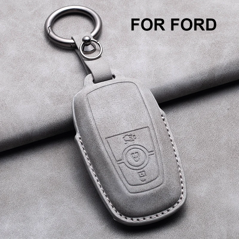Leder-Autoschlüsselhülle für Ford Fusion Explorer F150 F250 F350 Ranger Mondeo Fernbedienung Schlüsselgehäuse Halter Zubehör
