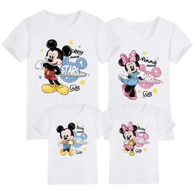 Summer Family Matching Outfit Cartoon Mickey Minnie T-Shirt Mother Father Kid Son Daughter Baby Children Pajama Tops Tee Clothes