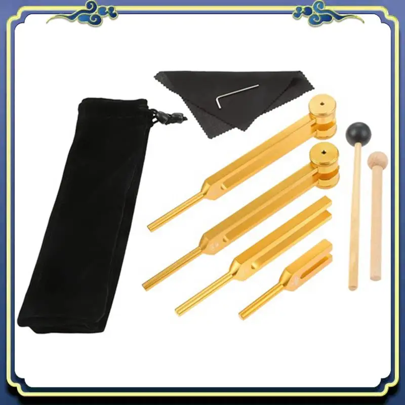 

AU16-4 Piece Tuning Forks (4096C, MI528, 128C, OM136.1) For Solfeggio, For Chakras, Sound Healing, Stress Relief, Gold