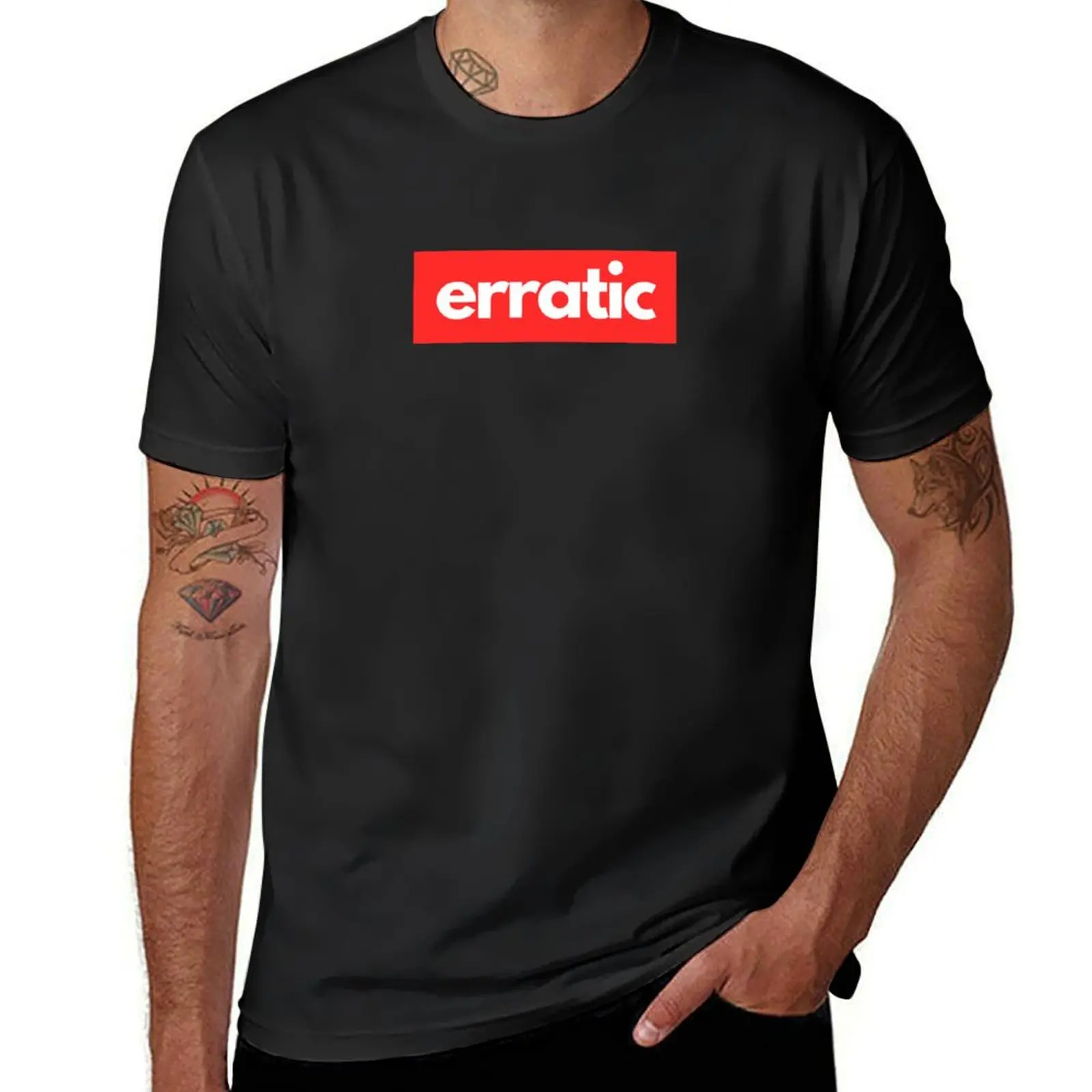 Erratic Minimalist Typography Design T-Shirt tops oversizeds cute tops blacks plain t shirts men