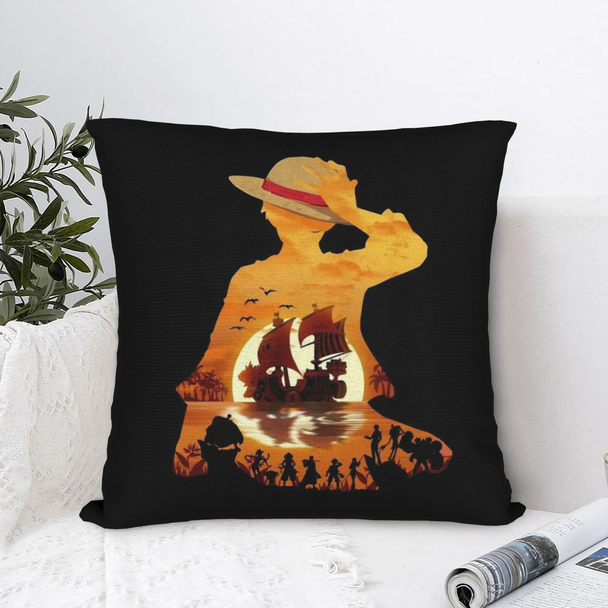Anime One P-Pieces Cushion Cover 45x45cm  Velvet Luxury Throw Pillow Case Home Decor