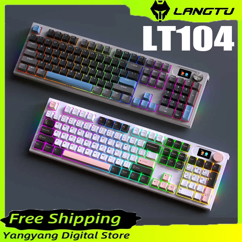 

Langtu Lt104 Mechanical Keyboard Multi-function Knob Smart Screen Bluetooth Three Modes Gaming Keyboard PC Gamer Accessories