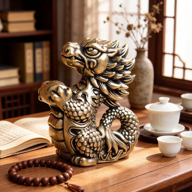 Exhibition Of Art And Craft - Antique Brass Zodiac Dragon Figurine Movable