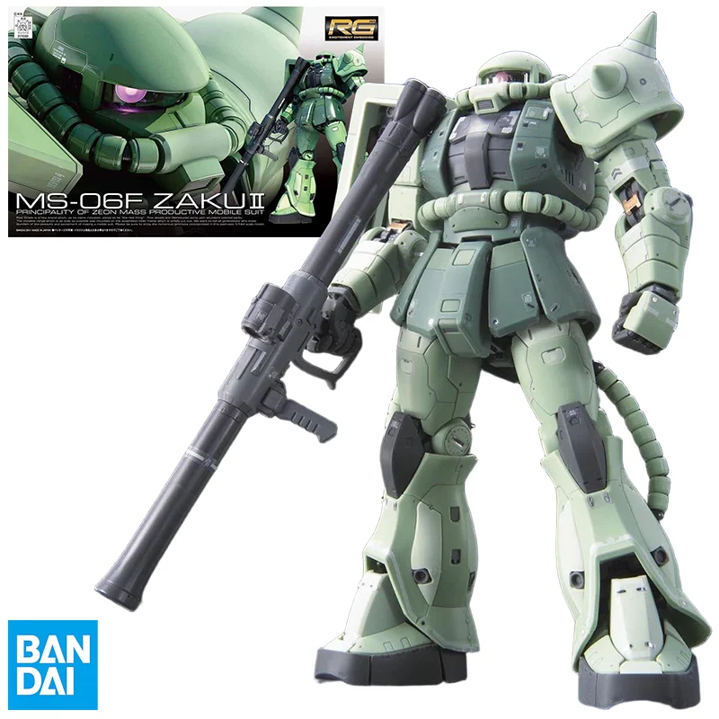 

Bandai Original GUNDAM Anime Model RG 1/144 MS-06F ZAKUⅡ Action Figure Assembly Model Toys Collectible Model Gifts For Children