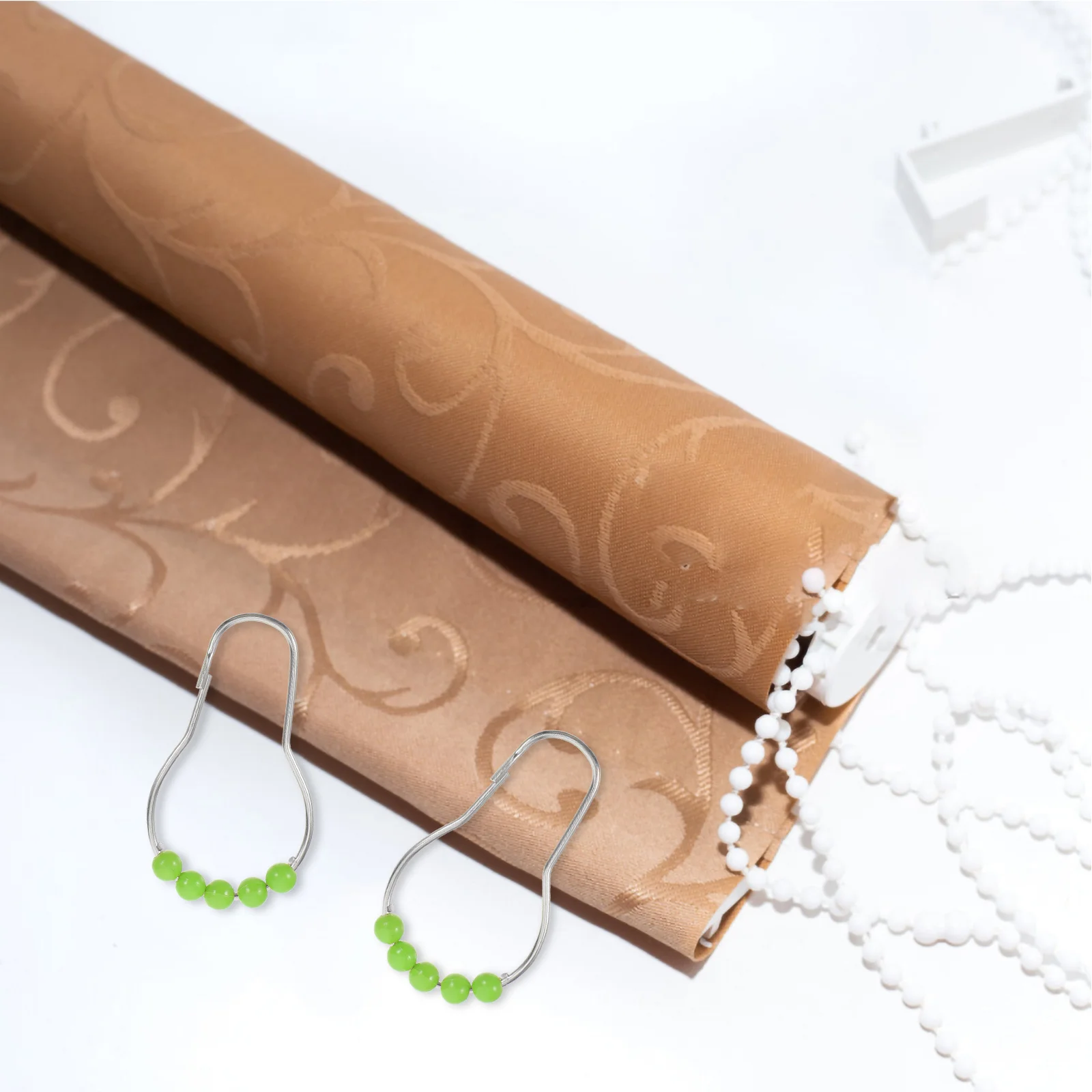 

6Pcs Iron Shower Curtain Rings Green Rollerball Smoothly Slide Protect Rod Heavy Curtain Stylish Home Decor Bath Rollerball