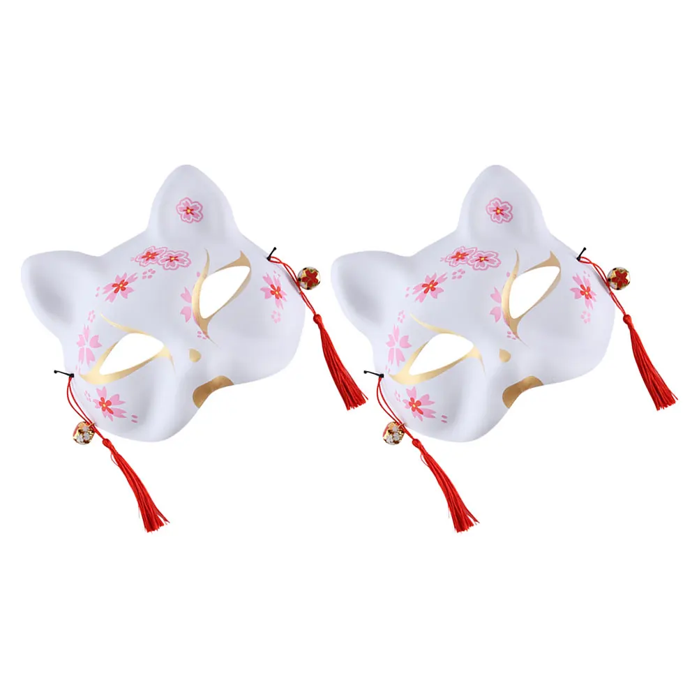 

2pcs Fox Half Face Animal Costume Japanese Cosplay Halloween Masquerade Faux Fox Mask Costume Prop Japanese Mask Cosplay