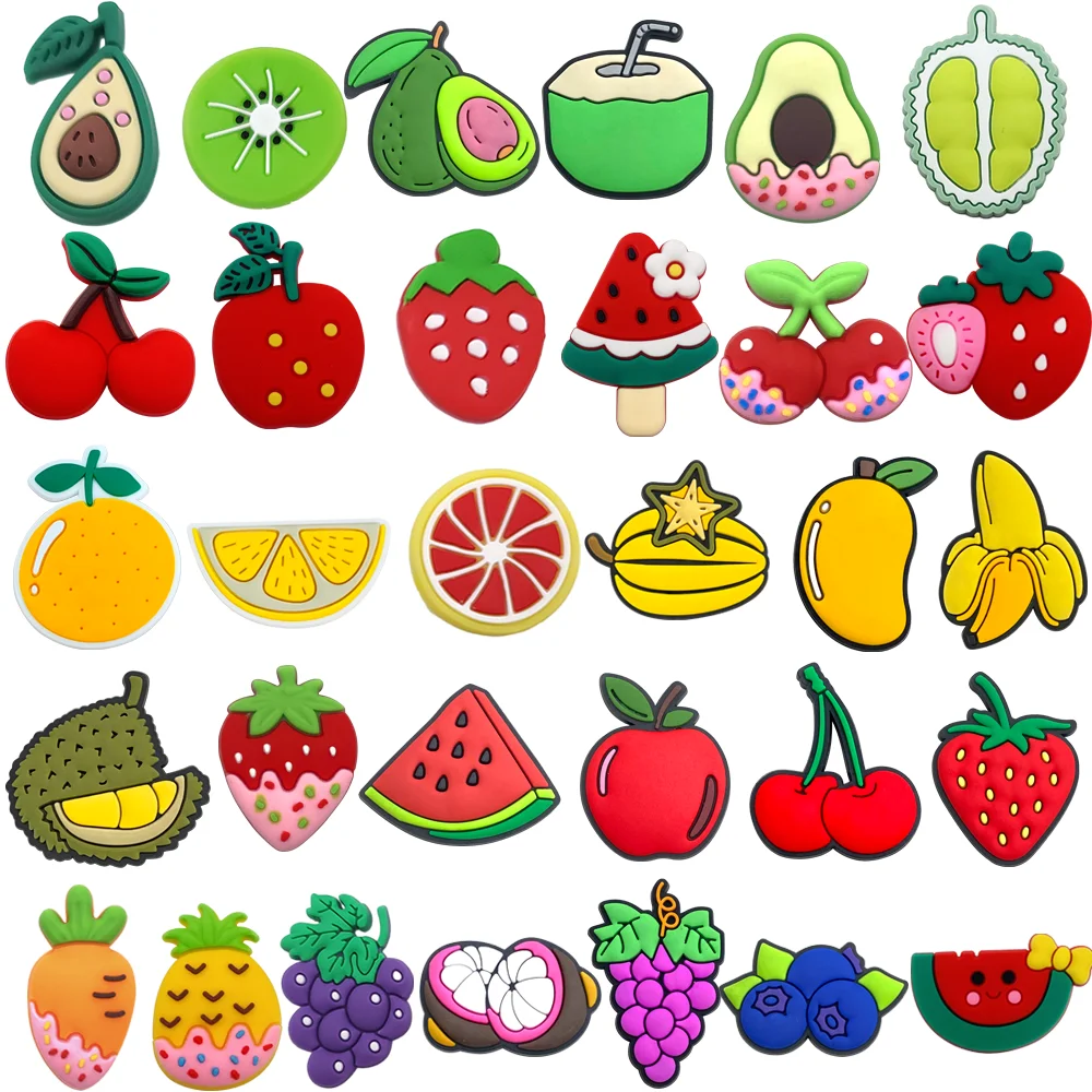 

31Pcs PVC Strawberry Shoe Charms Banana Avocado Shoe Decorations Pins for Women Men Kids Sandal Buckles Accessories Gifts