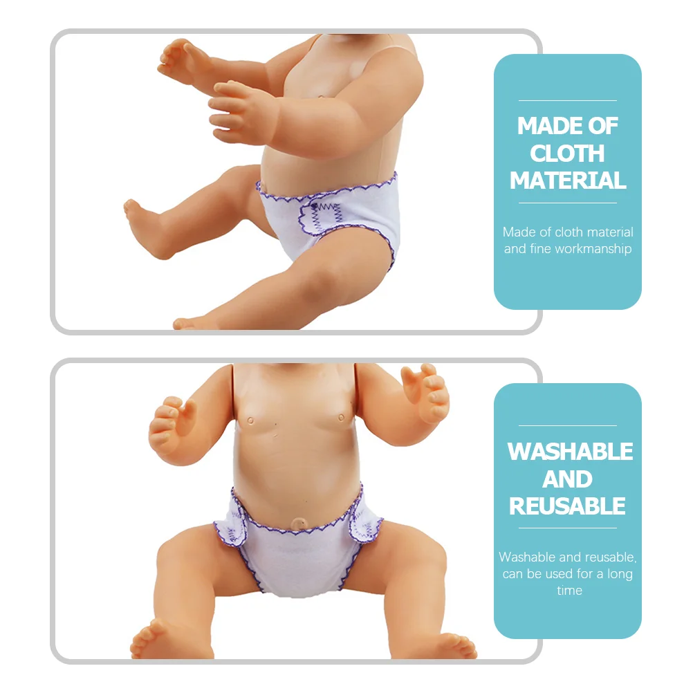 4 Pcs Mini Cloth Diapers Kids Pretend Play Baby Reusable Newborn Girl Underwear Toy Accessory Easy On Off Washable