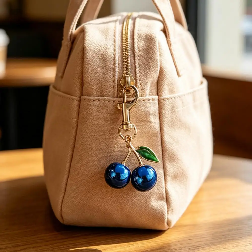 Backpack Charm Alloy Cherry Keychain for Backpacks Fruit Shape Car Key Ring Holder Decorative Handbag Charm Pendant for Women