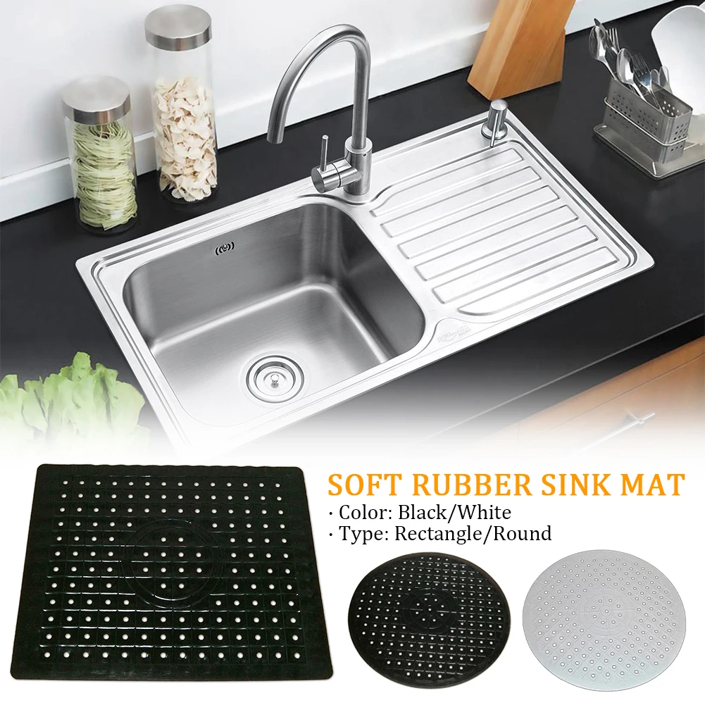 Soft Rubber Sink Mat Anti Slip Home Heat Insulation Drying Protector Cover Quick Drain Pad Home Kitchen Accessories Sink Pad