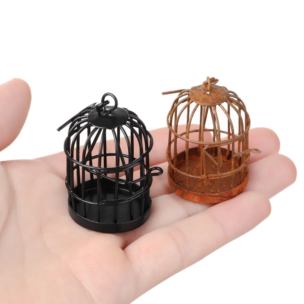 

1:6 1:12 Iron Metal Bird Cage Micro Landscape Mini Doll House Ornament DIY Hollow Home Hanging Decoration Desktop Decor