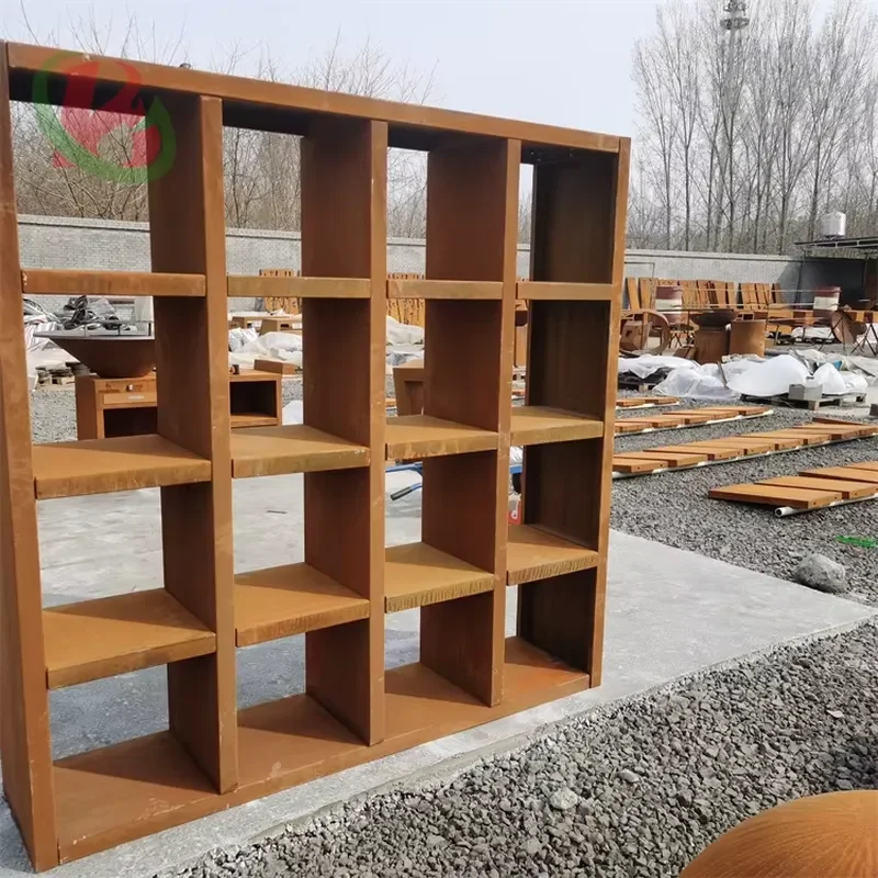 Firewood Storage Rack Rustic Firewood Log Storage Rack Firewood Basket Storage in Metal Corten Steel