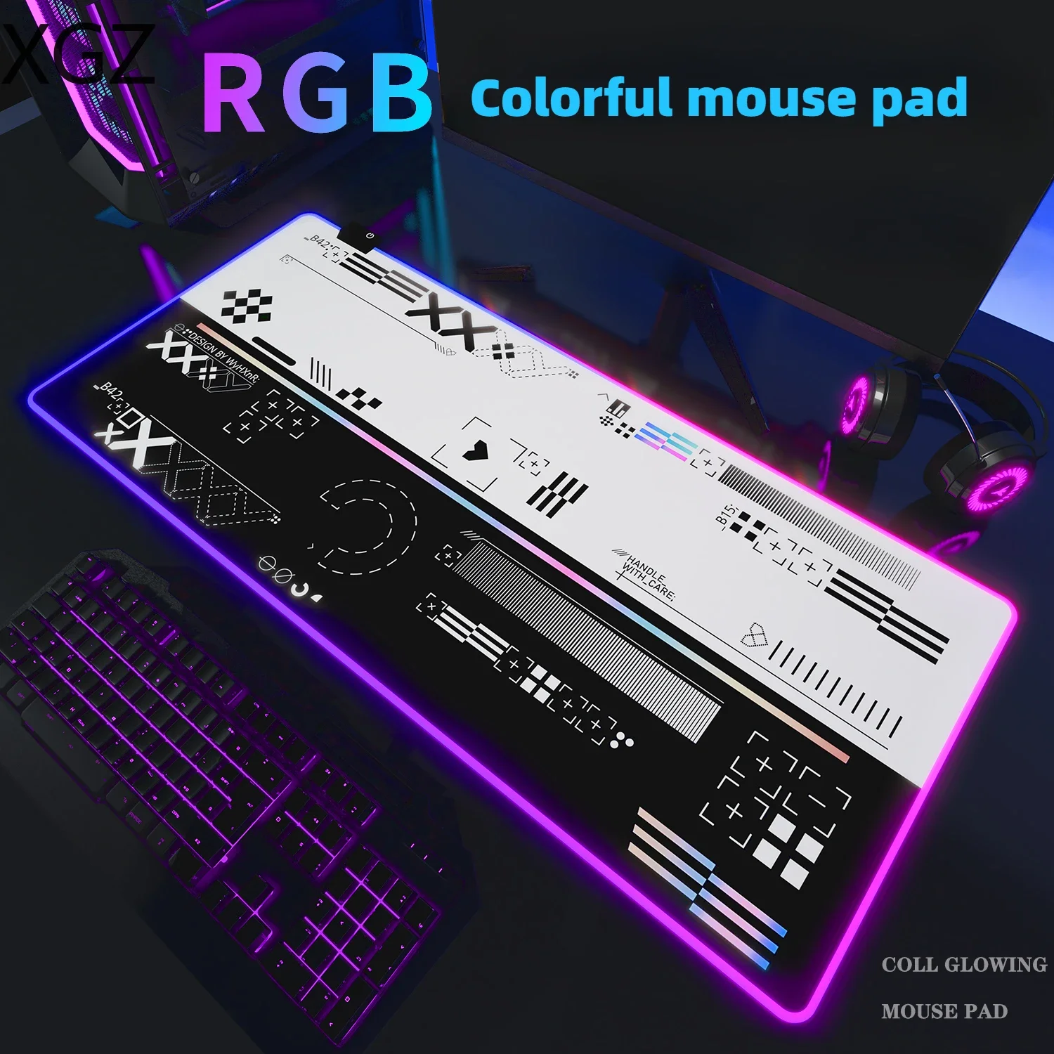 CSGO 12 kinds of luminous LED lights RGB gaming mouse pad printing set skin e-sports large keyboard desk mat for home use