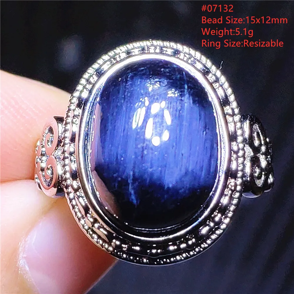 Anello regolabile ovale in Pietersite blu naturale gioielli da donna perline Chatoyant gioielli Namibia pietra gialla Petersite AAAAA