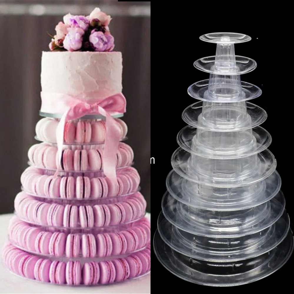 4/6/10-Tiers Macaron Display Stand Cupcake PVC Macaron Tower Stand Fondant Cake Stand Wedding Cake Decorating Tool