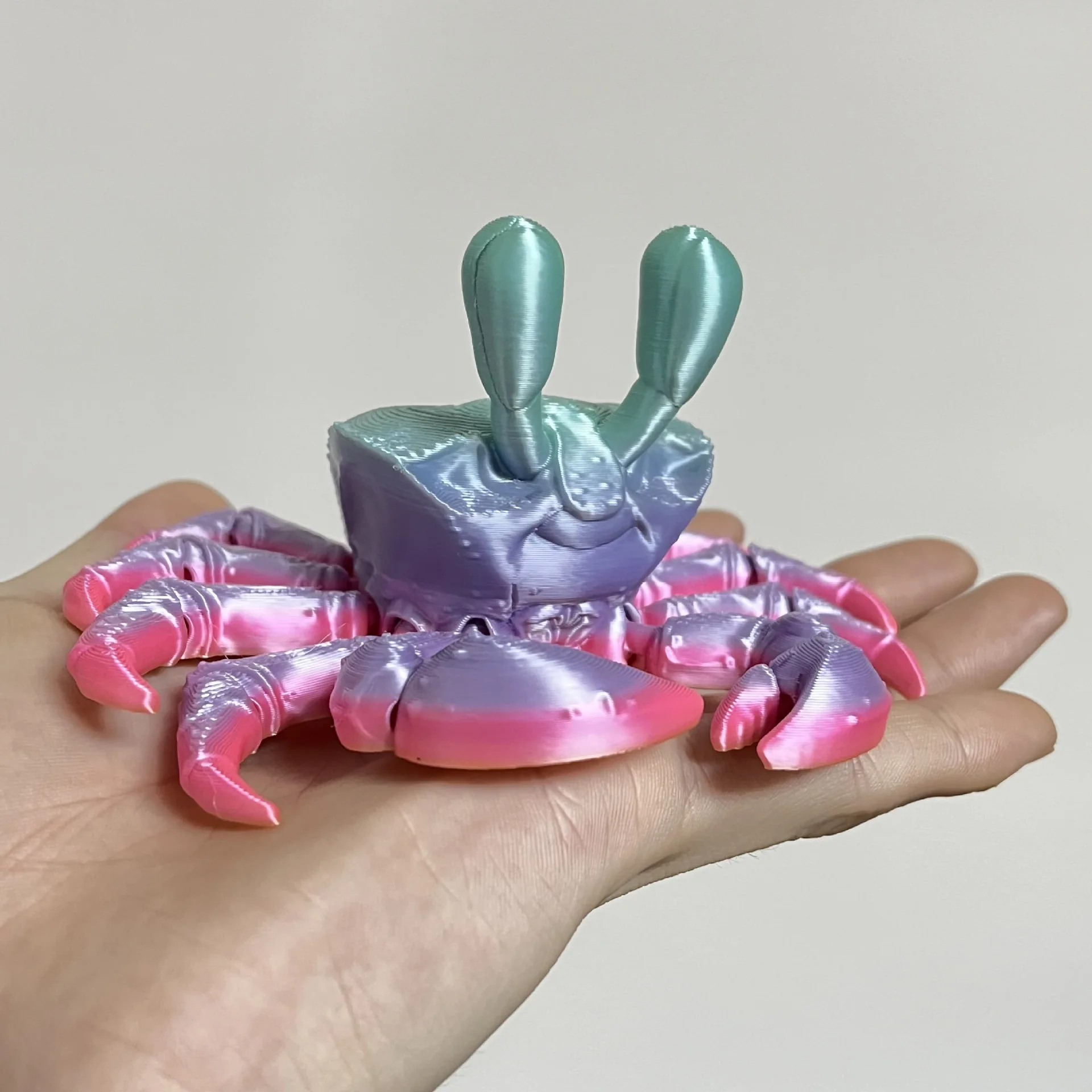 New 3D Printing Dazzle Color Crab Multi-joint Movable Simulation Crab Toy Model Desktop Decoration Small Ornaments Funny Gifts