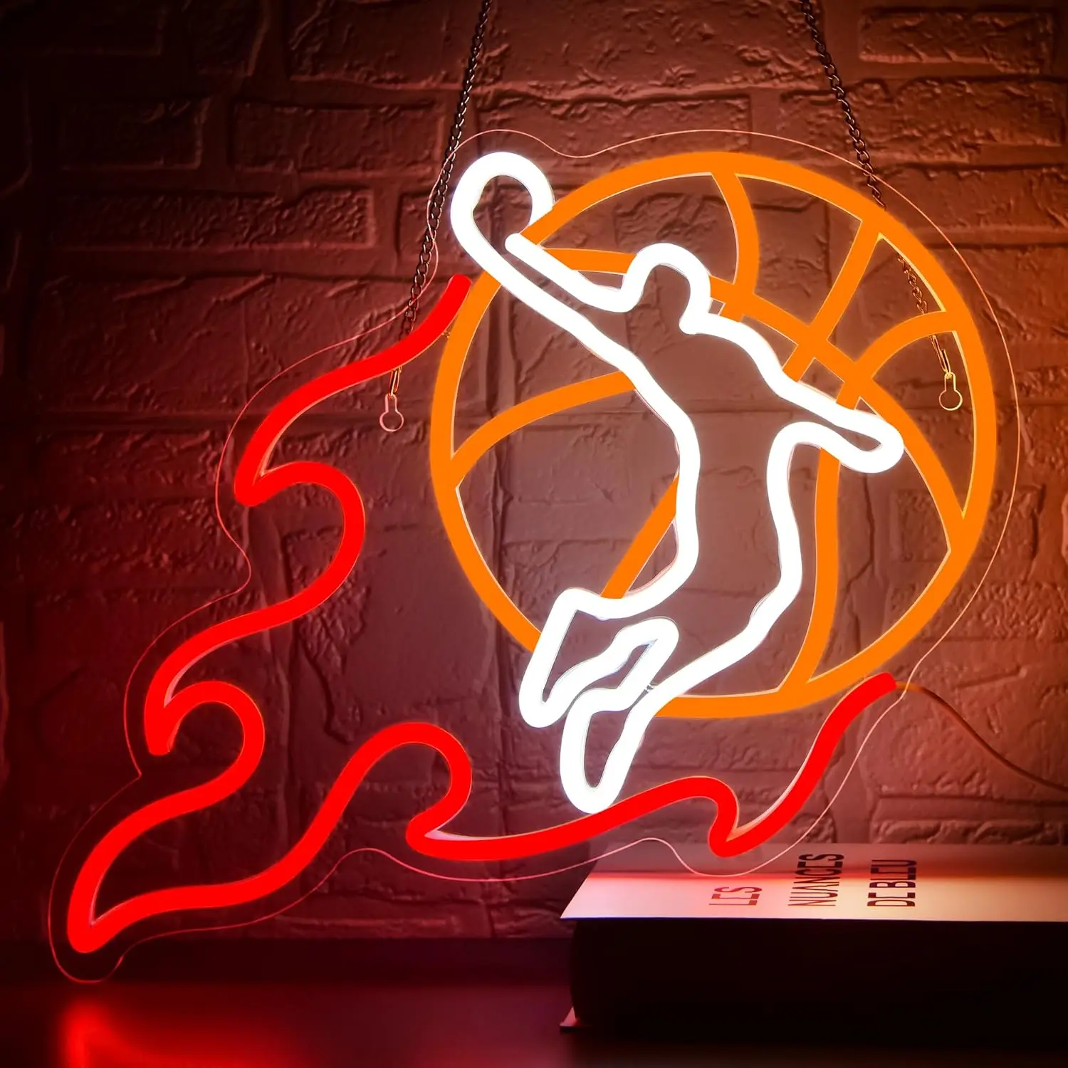 

Огонь Баскетбол Неоновая вывеска USB с регулируемой яркостью Светодиодная неоновая лампа для мужской пещеры Баскетбольная комната Клубная игровая комната Украшения для вечеринки Подарок на день рождения