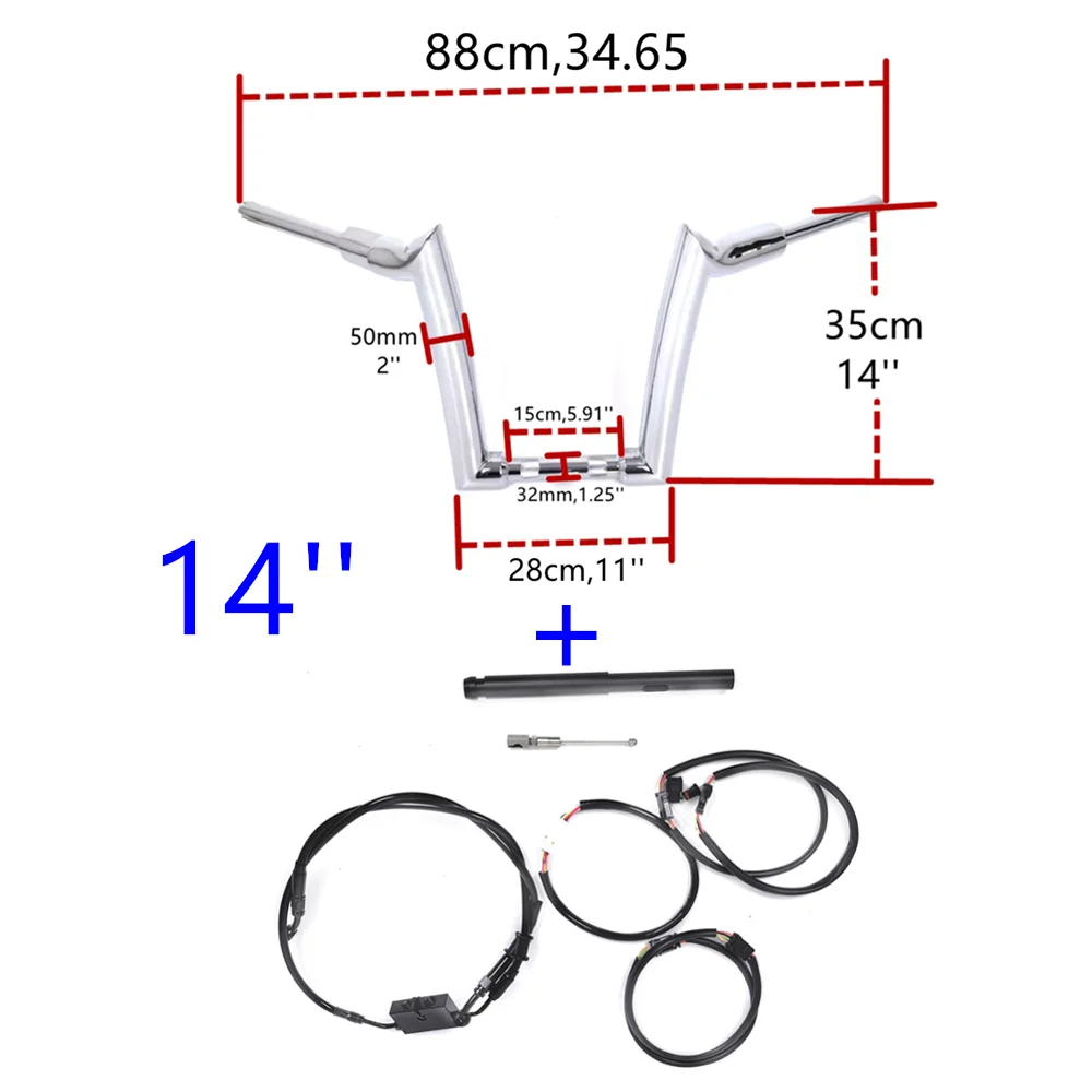 Motorcycle 2'' APE Hanger Handlebar Single Hydraulic Pump For Harley Softail Fat boy FLFB Breakout FXBR 117 2025-2026