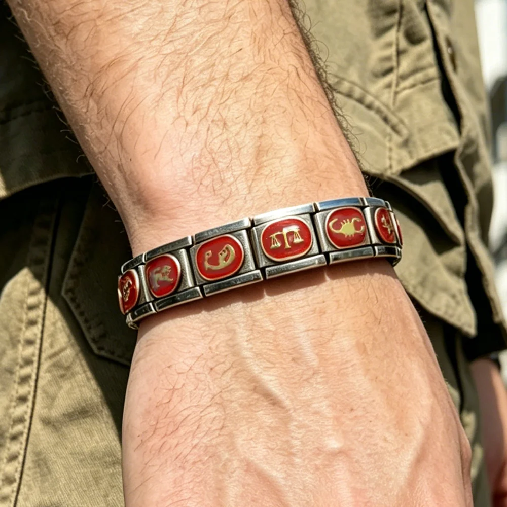 2026 Neue Mode Bunte 1-12 Sternzeichen Edelstahl-Charm-Gliederarmband im italienischen Stil 9mm für DIY Schmuckherstellung für Damen und Herren – Detail 5