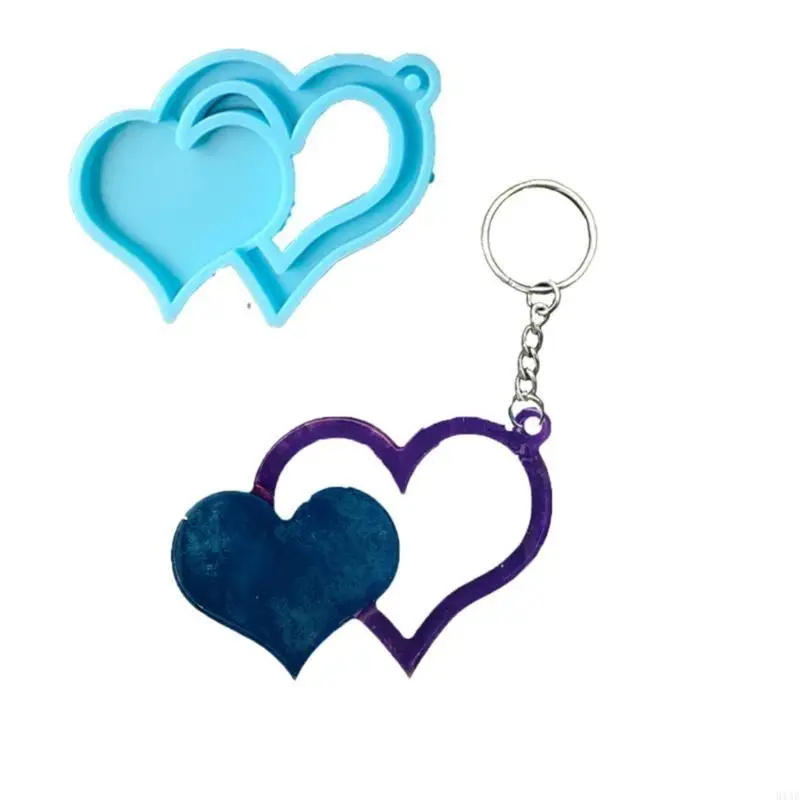 91AF Valentine's Day Keychain Epoxy Resin Mold Necklace Pendants Silicone Mould DIY Crafts Jewelry Casting Tools