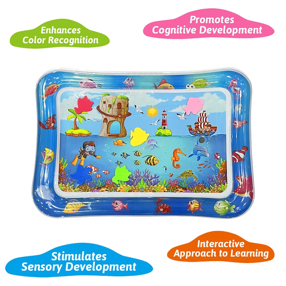 

1pc Square Underwater Diver PVC Baby Playing Water Mat Toddler Pad Kids Early Education Tummy Time Activity Toys Mat