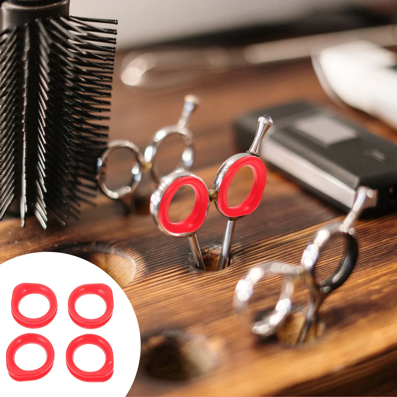 

4Pcs Silicone Scissors Finger Rings Non-Slip Supple Comfortable Grip for Pet Grooming Hairdressing Shearing Scissors Accessories
