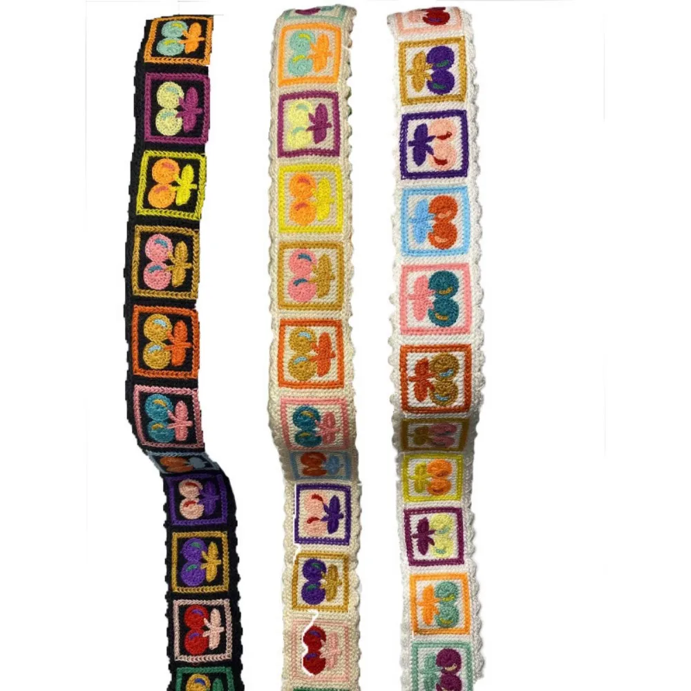 1 ياردة متعدد الألوان الكرز التطريز الزخرفية الدانتيل تقليم الكروشيه شريطة من الدانتيل الاكسسوارات اليدوية الخياطة #2