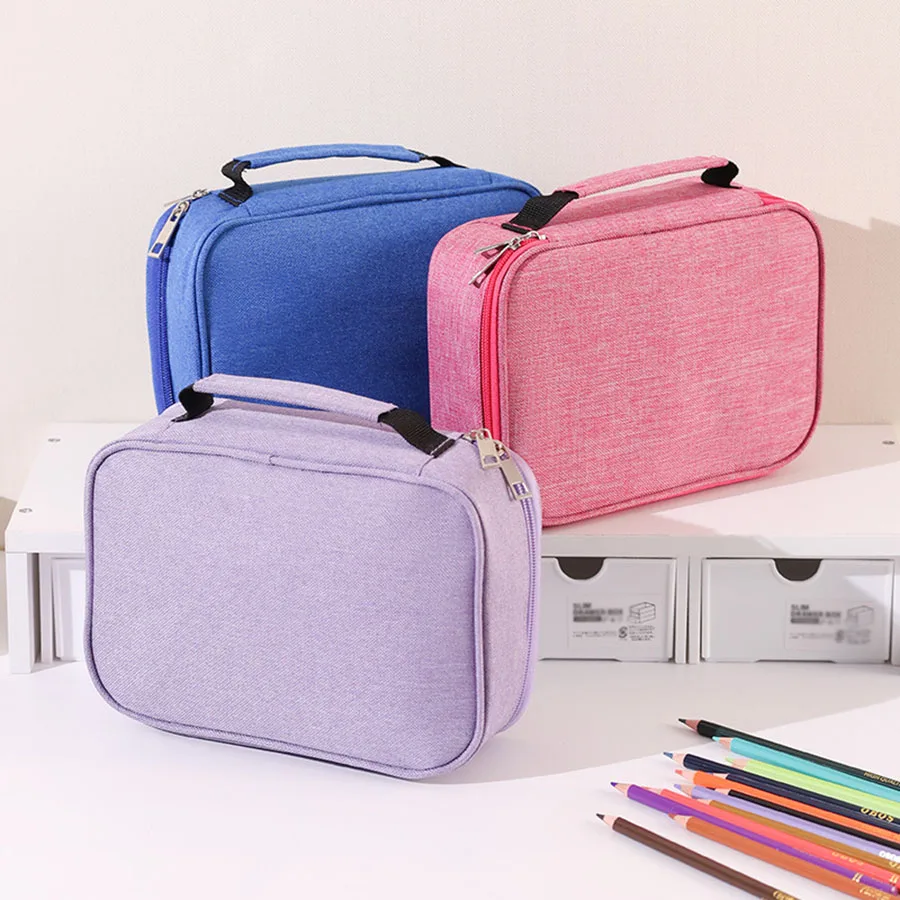 Sac de rangement pour crayons de couleur, 72 trous, couleurs noir et rouge, étui de grande capacité, support de boîte, fournitures scolaires, papeterie pour étudiants