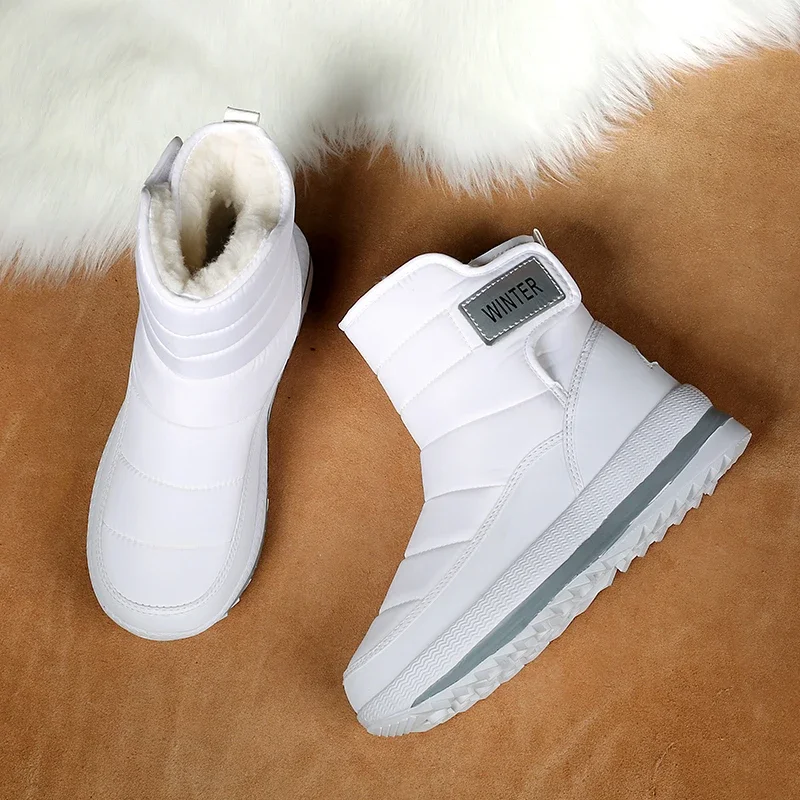 Winter Men Boots New Fashion Warm Plush Snow Boots Women Outdoor Work High Top Casual Shoes Unisex White Non-slip Mid-Calf Boots