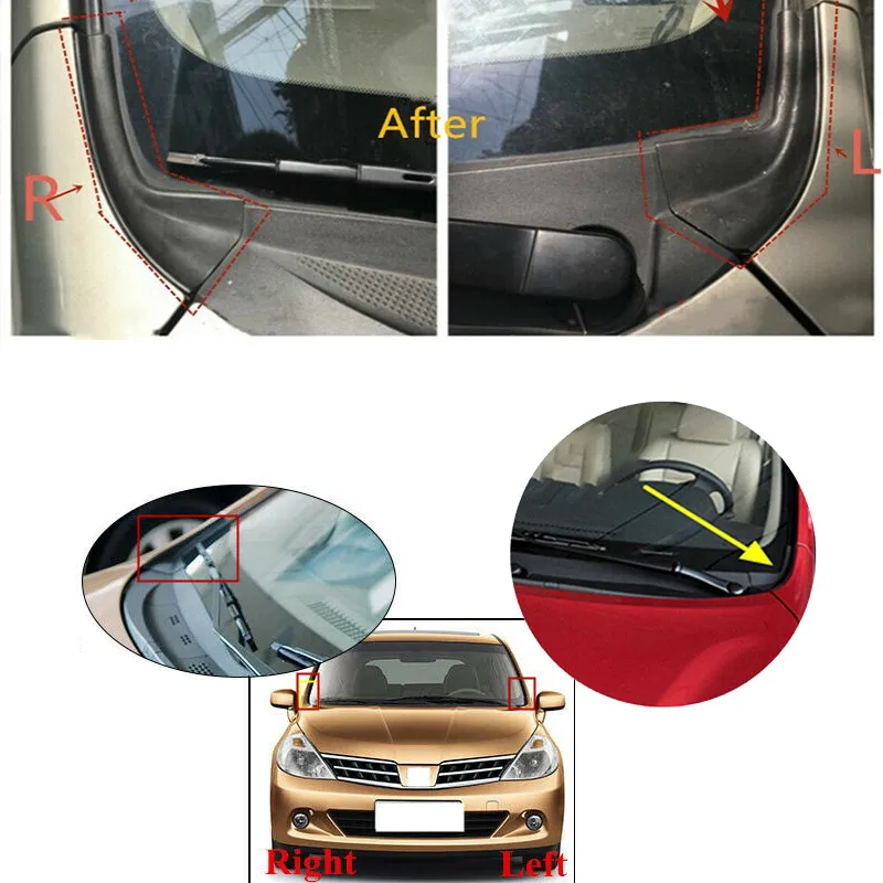 Car For Nissan Tiida Front Windshield Wiper Side Trim Cover Water Deflector Cowl Plate 66895-ED500 66894-ED500