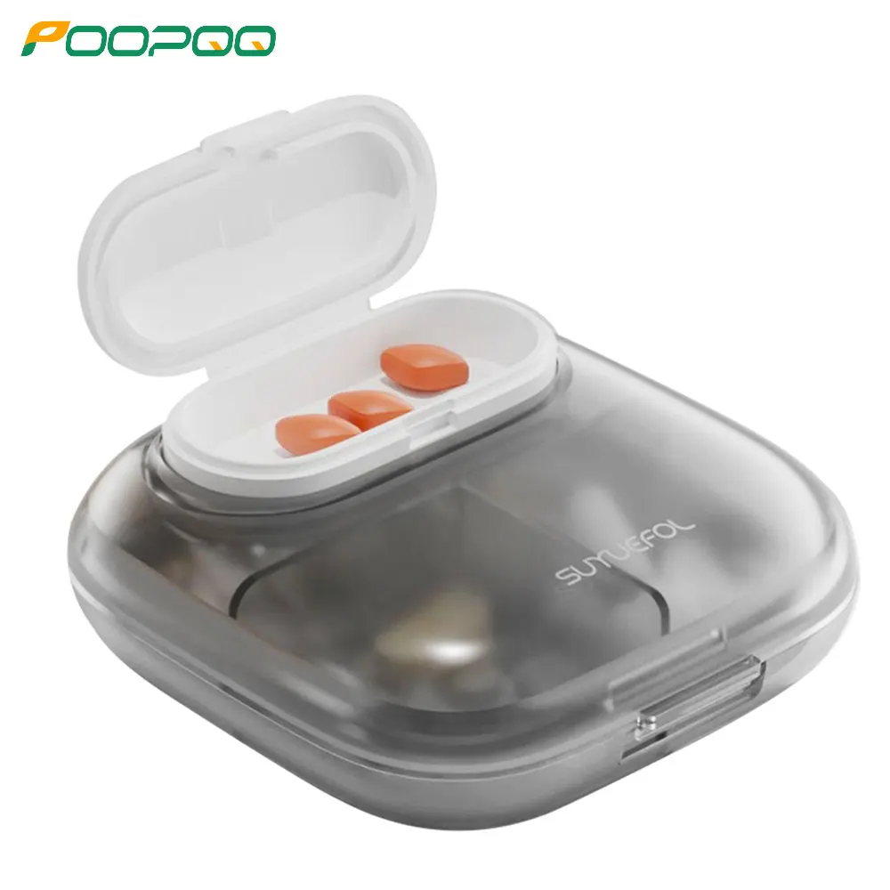4/6 Compartment Pill Box, Travel Pill Organizer, Small Pills Case, Portable Daily Medicine Fish Oil Container for Pocket Purse
