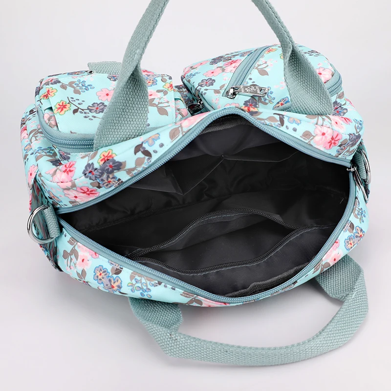 Wear-resistant Women Shoulder Crossbody Bag Printed Flower Top-Handle Bags Female Nylon Tote bag Handbags Middle-aged Mommy Bag