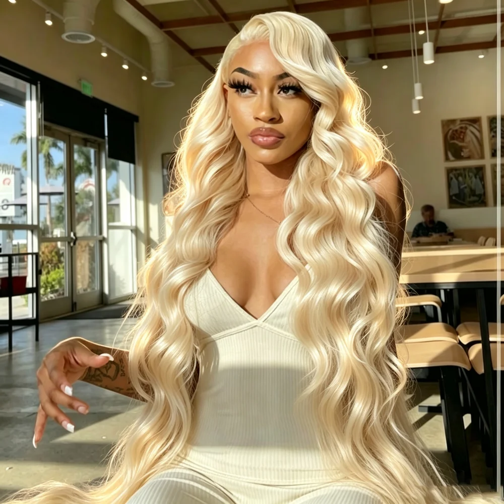 613 Lace Front Wig Human Hair Body Wave 13x4 Blonde Lace Front Wigs Human Hair Pre Plucked 200% Density 613 HD Transparent Lace Frontal Wig With Baby Hair