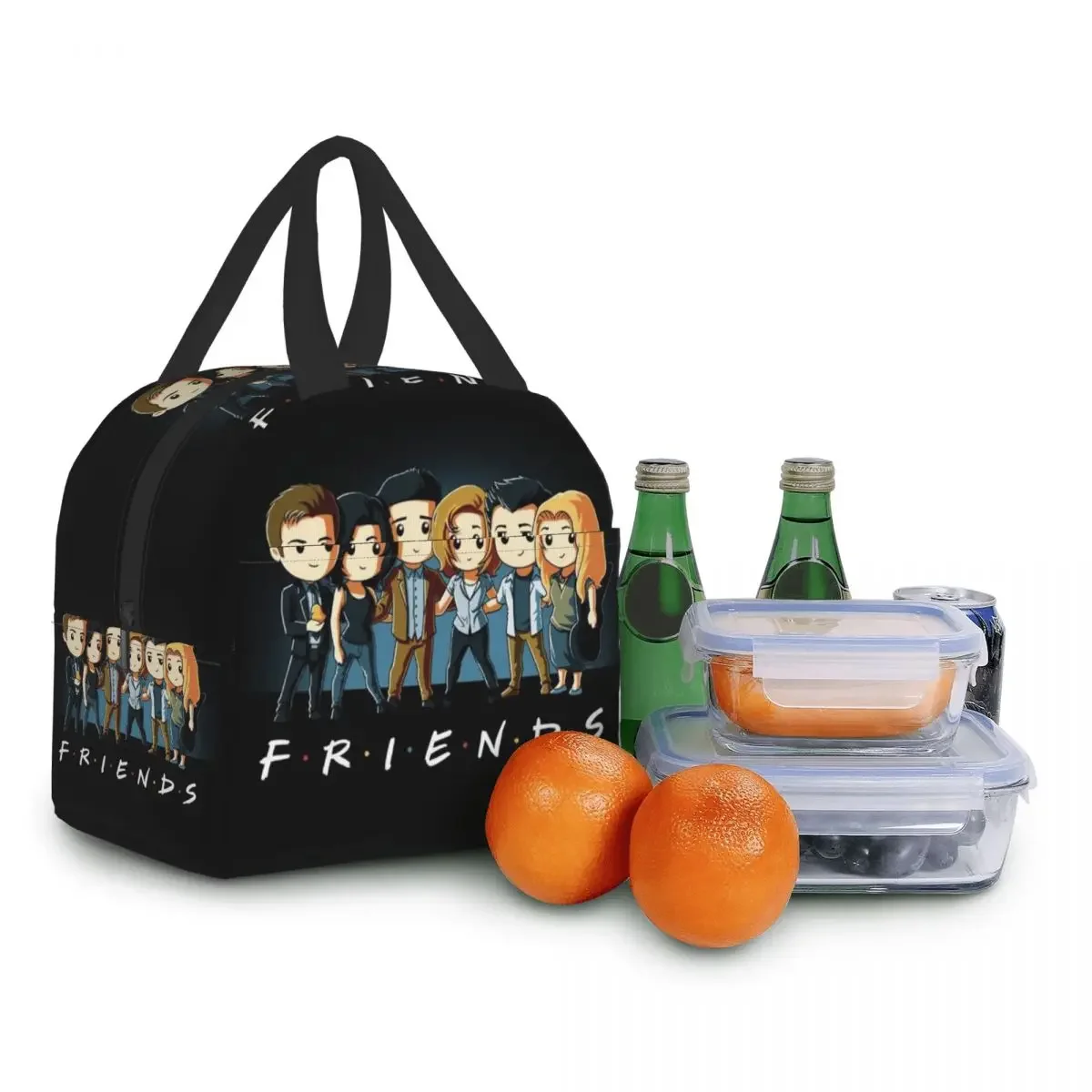 Freunde Charaktere Cartoon Anime isolierte Lunch-Tasche für Frauen tragbare thermische Kühler Bento-Box Camping Picknick Essen Lunchboxen