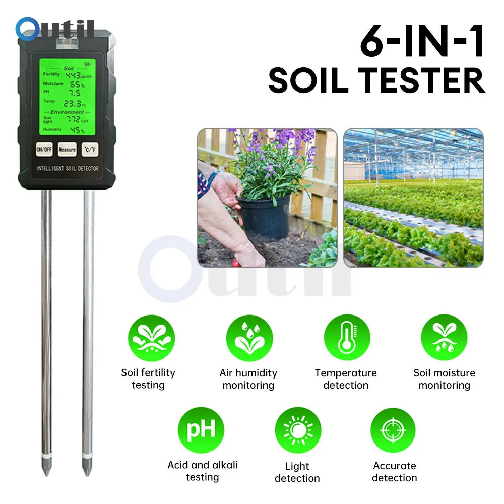 Precisão Umidade Fertilidade Tester Solo ph Temp Luz Solar Jardinagem Doméstica Bonsai Ferramenta de Plantio em Alta
