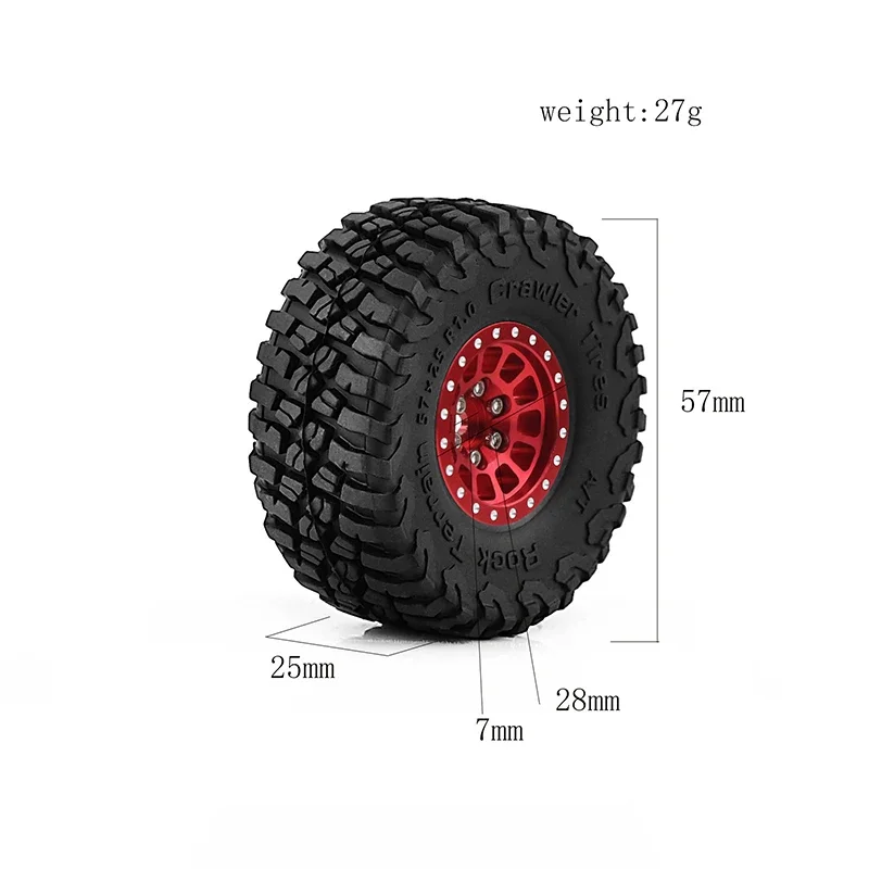 TRX4M 4PCS Metal 1 Inch Wheels with Tires Upgrade Hub Tyre Set for 1/18 RC Crawler Car Traxxas TRX4-M Defender Bronco SCX24 FMS