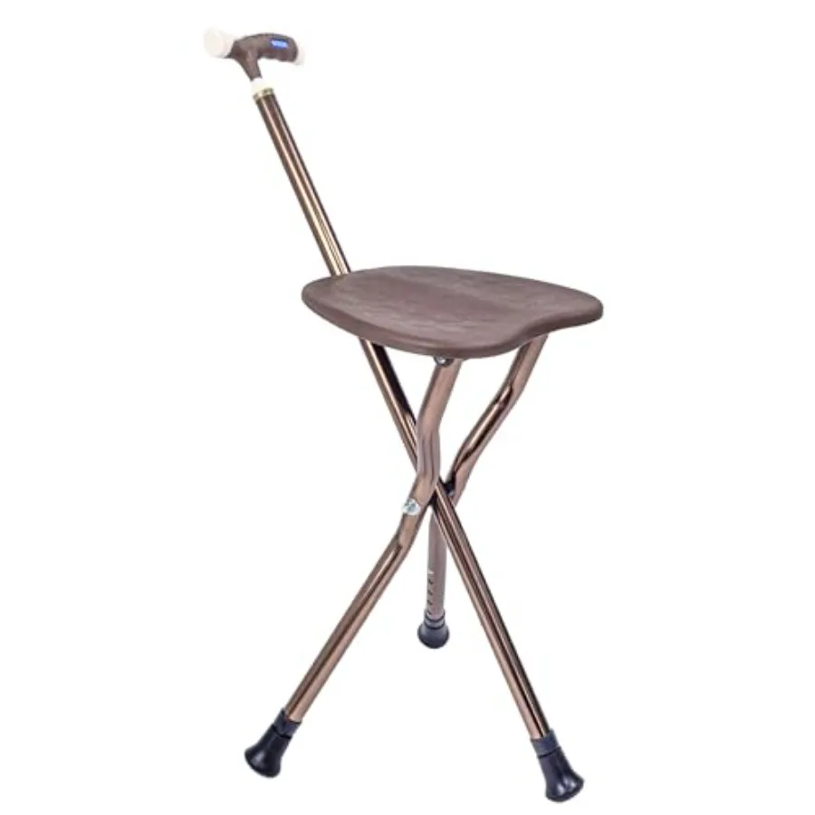 

Folding Cane Stool with Seat Lightweight Adjustable Walking Cane for Seniors Ergonomic Design 330 lbs Capacity Portable and Con