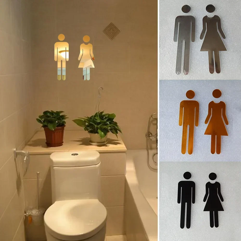 1 paar zelfklevende 3D acryl mannen en vrouwen WC toilet badkamer toilet deur muur label teken decor plaat wasruimte bewegwijzering sticker