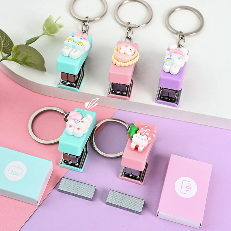 Portable Cartoon Animal Mini Trumpet Stapler Paper Binder Stationery NO.10 Staples Office Binding Tool School Kawaii Supplies