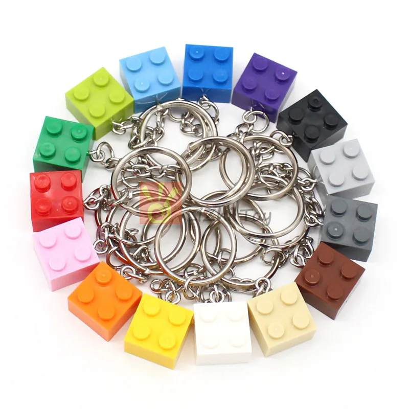 

DIY Building Blocks 2x2 Key Chain Hanging Ring 3003 Rainbow Accessories Creative Brick Kits Compatible with Keychain Gifts Toys